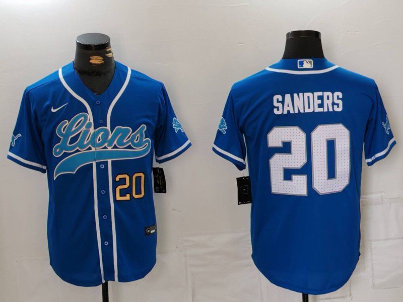 Men Detroit Lions #20 Sanders Blue Second generation joint name 2024 Nike Limited NFL Jersey style 8151